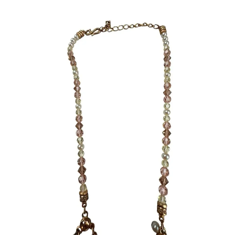 Vintage Swarovski Crystal Faux Pearl Bib Necklace Signed Statement Bridal